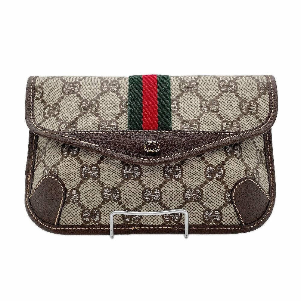 GUCCI Clutch GG Supreme Envelope Sherry Web Case